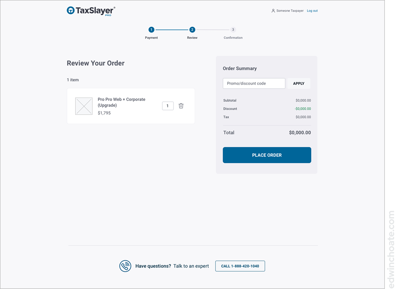 a page titled Review Your Order showing the contents of the customer's order